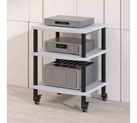 ZIHESY Gabinete AV Moderno Mueble Equipo HiFi Torre de Rack de Audio de 2/3/4 Niveles con Ruedas, Soporte para Reproductor de CD en Torre, para Cine en Casa(White,72.5cm/28.5in)