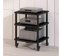 ZIHESY Gabinete AV Moderno Mueble Equipo HiFi Torre de Rack de Audio de 2/3/4 Niveles con Ruedas, Soporte para Reproductor de CD en Torre, para Cine en Casa(Black,72.5cm/28.5in)