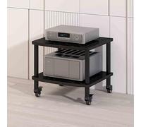 ZIHESY Gabinete AV Moderno Mueble Equipo HiFi Torre de Rack de Audio de 2/3/4 Niveles con Ruedas, Soporte para Reproductor de CD en Torre, para Cine en Casa(Black,50cm/19.7in)