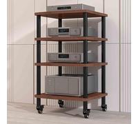 ZIHESY Gabinete AV Moderno Mueble Equipo HiFi Torre de Rack de Audio de 2/3/4 Niveles con Ruedas, Soporte para Reproductor de CD en Torre, para Cine en Casa(Red,95cm/37.4in)