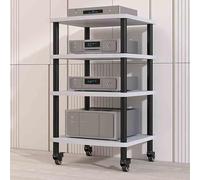 ZIHESY Gabinete AV Moderno Mueble Equipo HiFi Torre de Rack de Audio de 2/3/4 Niveles con Ruedas, Soporte para Reproductor de CD en Torre, para Cine en Casa(White,95cm/37.4in)