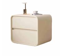 Zihpil 1/2Pieza Mesita De Noche PequeñA Y Estrecha con 2 Cajones, Mesa Auxiliar, Mueble De Almacenaje Cuero Microfibra Madera Maciza, para Dormitorios Y Salas De Estar,1pcs Cream White,45 * 40 * 47cm