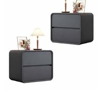 Zihpil 1/2Pieza Mesita De Noche PequeñA Y Estrecha con 2 Cajones, Mesa Auxiliar, Mueble De Almacenaje Cuero Microfibra Madera Maciza, para Dormitorios Y Salas De Estar,2pcs Dark Gray,50 * 40 * 47cm