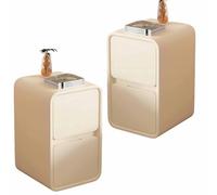 Zihpil 1/2Pieza Mesita De Noche PequeñA Y Estrecha con 2 Cajones, Mesa Auxiliar, Mueble De Almacenaje Cuero Microfibra Madera Maciza, para Dormitorios Y Salas De Estar,2pcs Cream White,20 * 40 * 47cm