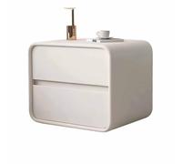 Zihpil 1/2Pieza Mesita De Noche PequeñA Y Estrecha con 2 Cajones, Mesa Auxiliar, Mueble De Almacenaje Cuero Microfibra Madera Maciza, para Dormitorios Y Salas De Estar,1pcs White,50 * 40 * 47cm