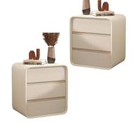Zihpil 1/2Pieza Mesita De Noche PequeñA Y Estrecha con 3 Cajones, Mesa Auxiliar, Mueble De Almacenaje Cuero Microfibra Madera Maciza, para Dormitorios Y Salas De Estar,2pcs Cream White,50 * 40 * 55cm