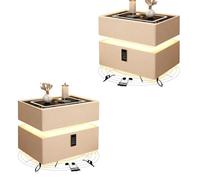 Zihpil 2 Piezas Mesita Noche Flotante Inteligente Luz con Sensor, Cerradura CombinacióN, Altavoz Bluetooth, Carga InaláMbrica, Pantalla TáCtil Led 3 Colores, Ideal para El Hogar,Beige,40 * 40 * 48cm