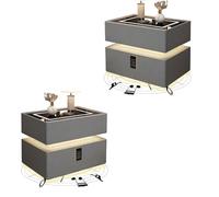 Zihpil 2 Piezas Mesita Noche Flotante Inteligente Luz Con Sensor, Cerradura CombinacióN, Altavoz Bluetooth, Carga InaláMbrica, Pantalla TáCtil Led 3 Colores, Ideal Para El Hogar,Light gray,45*40*48cm