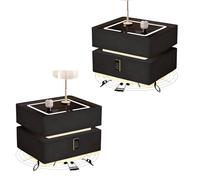 Zihpil 2 Piezas Mesita Noche Flotante Inteligente Luz con Sensor, Cerradura CombinacióN, Altavoz Bluetooth, Carga InaláMbrica, Pantalla TáCtil Led 3 Colores, Ideal para El Hogar,Negro,50 * 40 * 48cm