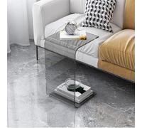 Zihpil Mesa Auxiliar De AcríLico En Forma De U, Mesa De Centro En Forma De C, Multiusos De Estilo Moderno, Mesa En Forma De C, Mesita De Noche, Mesa Auxiliar Multiusos De,Gris,30 * 30 * 65cm