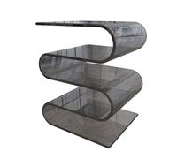 Zihpil Mesa Auxiliar De AcríLico, Revistero con Forma De S | Expositor De 5 Niveles, Mesita De Noche Moderna, Mesa De Centro Transparente para Sala De Estar, Dormitorio, Terraza Y Oficina,Gris