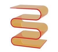 Zihpil Mesa Auxiliar De AcríLico, Revistero con Forma De S | Expositor De 5 Niveles, Mesita De Noche Moderna, Mesa De Centro Transparente para Sala De Estar, Dormitorio, Terraza Y Oficina,Naranja