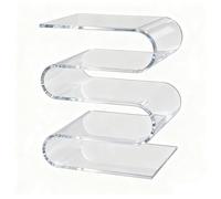 Zihpil Mesa Auxiliar De AcríLico, Revistero con Forma De S | Expositor De 5 Niveles, Mesita De Noche Moderna, Mesa De Centro Transparente para Sala De Estar, Dormitorio, Terraza Y Oficina,Clear