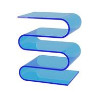 Zihpil Mesa Auxiliar De AcríLico, Revistero con Forma De S | Expositor De 5 Niveles, Mesita De Noche Moderna, Mesa De Centro Transparente para Sala De Estar, Dormitorio, Terraza Y Oficina,Azul