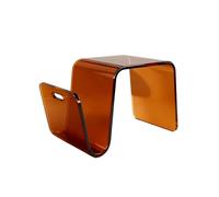 Zihpil Mesa Auxiliar Moderna AcríLica En Forma De N, Mesa De Almacenamiento Abierta, Taburete De BañO, Estante De DiseñO GeoméTrico para Sala De Estar, Dormitorio, BañO,Marrón,60 * 30 * 40cm/8mm