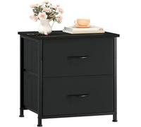 Zihpil Mesita De Noche con Estructura De Metal Y 2 Cajones De Gran Capacidad Sofá De Café Mesa De Té Armario De Almacenamiento CóModa ExhibicióN De Ropa, para Dormitorio, Sala De Estar,Negro