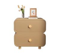 Zihpil Mesita De Noche De Madera Maciza con 2 Cajones, Almacenamiento, Mesa Auxiliar De Cuero De Microfibra, CóModa PequeñA Moderna, para Dormitorio Y Sala De Estar,1pcs Khaki,40 * 40 * 50 cm