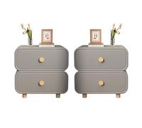 Zihpil Mesita De Noche De Madera Maciza con 2 Cajones, Almacenamiento, Mesa Auxiliar De Cuero De Microfibra, CóModa PequeñA Moderna, para Dormitorio Y Sala De Estar,2pcs Light Gray,50 * 40 * 50 cm