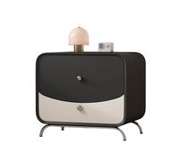 Zihpil Mesita De Noche De Madera Maciza De 1/2 Pieza, Armario Almacenamiento 2 Cajones Con Cuero Microfibra, Mesa Auxiliar Moderna, Para Dormitorios Apartamentos PequeñOs,1pcs black+white,45*40*50 cm