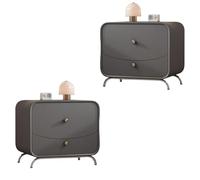 Zihpil Mesita De Noche De Madera Maciza De 1/2 Pieza, Armario Almacenamiento 2 Cajones Con Cuero Microfibra, Mesa Auxiliar Moderna, Para Dormitorios Apartamentos PequeñOs,2pcs dark gray,40*40*50 cm