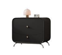 Zihpil Mesita De Noche De Madera Maciza De 1/2 Pieza, Armario Almacenamiento 2 Cajones con Cuero Microfibra, Mesa Auxiliar Moderna, para Dormitorios Apartamentos PequeñOs,1pcs Black,40 * 40 * 50 cm