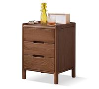 Zihpil Mesita De Noche De Madera Maciza De Roble, Mesa De Noche para Oficina, Mesita De Noche De Madera con Cajones, Mesa Auxiliar De Madera Maciza para Dormitorio Y Sala De Estar,3 Drawers (b),40cm