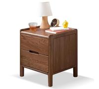 Zihpil Mesita De Noche De Madera Maciza De Roble, Mesa De Noche para Oficina, Mesita De Noche De Madera con Cajones, Mesa Auxiliar De Madera Maciza para Dormitorio Y Sala De Estar,2 Drawers (b),40cm
