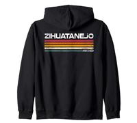 Zihuatanejo México Retro Rayas Vintage Viaje Diseño Sudadera con Capucha