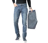 ziilay Pantalones vaqueros térmicos para hombre con forro polar, pantalones de invierno rasgados, vaqueros destruidos, otoño e invierno, 801h azul (parches), 33W / 32L