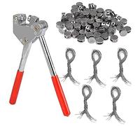 Ziiphon 100 Piezas de Sellos de Plomo Redondos de 8 mm de DiáMetro, 100 Piezas de Alambre de Acero, 1 Pieza de Engarce de Sellado con Manejar Recubierto de PláStico Rojo