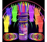 Ziitty Barras Luminosas, 100 Pulseras Luminosas Fluorescentes y 100 Conectores, Neon Kits para Crear Pulseras y Collares, Fiesta Nochevieja Navidad Boda Cumpleaños Decoracion Regalo para Niños Adultos