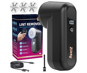 Ziitty Quitapelusas Electrico Quita Pelusas Ropa - Quita Bolas de la Ropa, Pantalla LCD, Carga por Type-C, 6 Hojas, Cuchilla de Quitapelusas Recargable Potente y Eficiente para Ropa y Muebles Negro