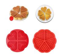 ZIJANG 2 Unidades de Moldes de Waffle, Molde para Gofres de Corazón Rojo de 4 y 5 Cavidades, Antiadherentes Gofres para Hornear Reutilizable, para Elaborar Waffles y Pasteles