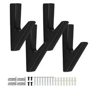 ZIJANG 4 Pieza Percha Pared, Aleación de Aluminio Gancho Pared Negro, Estilo Moderno Percheros Pareds, Adecuado para Baño, Cocina, Dormitorio