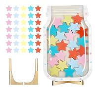 ZIJANG Vaso de Recompensa, Frasco de Incentivo para Comportamiento de Niños con 35 Estrellas, Sistema De Recompensas para Niños con Soporte Madera, Tarro Recompensa Personalizado, para Escuela, Hogar