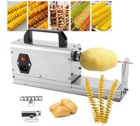 ZIJINGY Cortadora automática Multifuncional de Patatas, máquina Comercial de Torre de Patatas 3 en 1, cortadora eléctrica de Patatas Tornado de Acero Inoxidable for rodajas de Pepino o Zanahoria