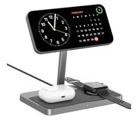 ZIKE Estación de carga magnética 3 en 1 Qi2 y MFW certificada por MFW, estación de carga inalámbrica, compatible con MagSafe, cargador Apple Watch, para iPhone 16/15/14, AirPods, Apple Watch (con
