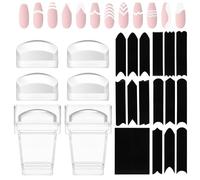 Zikenis 12 Piezas Kit de sellos para manicura francesa,incluye 2 sellos de silicona transparente,6 hojas de pegatinas auxiliares para bordes de manicura francesa y 4 cabezales reemplazables para uñas