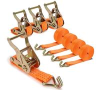 Zikenis 4 Piezas Cinchas de Amarre, 4x3000KG Correa de Amarre, 6 m x 3.8 cm Tensor de Carraca con Trinquete y Gancho, Pueden Transportar hasta 3000 KG, Cinchas Muy Fuertes para Cargas Sólidas