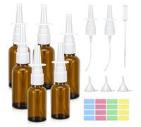 Zikenis 6 Piezas Botella vacía de aerosol nasal, 30ml y 20ml Bote Spray Pulverizador de Vidrio,atomizadores rellenables,con,boquillas,etiquetas en blanco,embudo,pajita,para perfume,solución salina