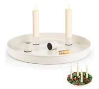 Zikenis Bandeja Magnética, Ø 25 cm Portavelas de Metal con 4 Soportes Magnéticos para Velas Ø 2 cm, Bandeja Decorativa Redonda para Corona de Adviento, Mesa, Navidad, Halloween, Fiesta, Boda
