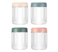 Zikenis Overnight Oats - Juego de 4 tarros para conservas (500 ml, con tapa de rosca, para mermelada casera, chutney, yogur, pudín, alimentos para bebés, como cajas de preparación de comida de Mason