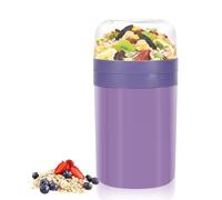 Zikenis Taza de cereales para llevar 520 ml + 250 ml,Portátil Taza de Cereales,2 en 1 Vasos yogurtera,vasos de yogur portátiles,Diseño de doble sello,para la escuela, el trabajo y los viajes (Púrpura)