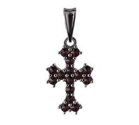 ZIKLARS Joyería de granate para mujer, colgante de cruz de plata de ley granate bohemio, incluye cadena de plata de ley 925, colección de joyas de plata de ley, fabricado en República Checa, piedra