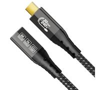 ZIKNYDO Alargador tipo C 0,5m (USB C 3.2 Gen 2x2, vídeo 8K@30Hz, 4K@60Hz/ 144Hz, PD3.1 240W 48V/5A), Cable Alargador USB C de 20Gbps para Thunderbolt 4, iPhone 16, Hub, MacBook, cargador MagSafe, SSD