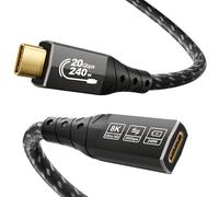 ZIKNYDO Alargador USB C 2m (USBC 3.2 Extension 20Gbps, vídeo 8K@30Hz, 4K@60Hz/ 144Hz, PD3.1 240W), vídeo 8K@30Hz, 4K@144 Hz/ 60Hz Alargador USB C macho hembra para Thunderbolt 4, MacBook, Switch