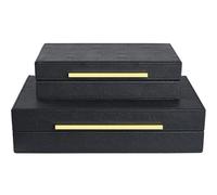 ZIKOUL Shagreen - Juego de 2 cajas decorativas de piel sintética, cajas decorativas grandes de almacenamiento con tapas para decoración moderna del hogar, organizador apilable