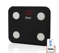 Zilan Báscula digital de grasa corporal con Bluetooth, báscula inteligente con aplicación de análisis corporal, cristal de seguridad, IMC, grasa corporal, masa muscular y porcentaje de agua, báscula