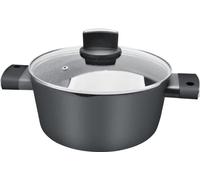 Zilan, Cubierta de tapa de vidrio de cazuela forjada Revestimiento de mármol antiadherente Aluminio Holandés Horno Stockpot Inducción Inferior (24cm)