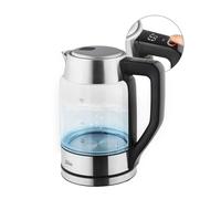 Zilan Hervidor de agua digital de vidrio con panel digital, luz LED azul, capacidad de 1,7 litros, protección contra ebullición en seco, función de mantener caliente, 2200W